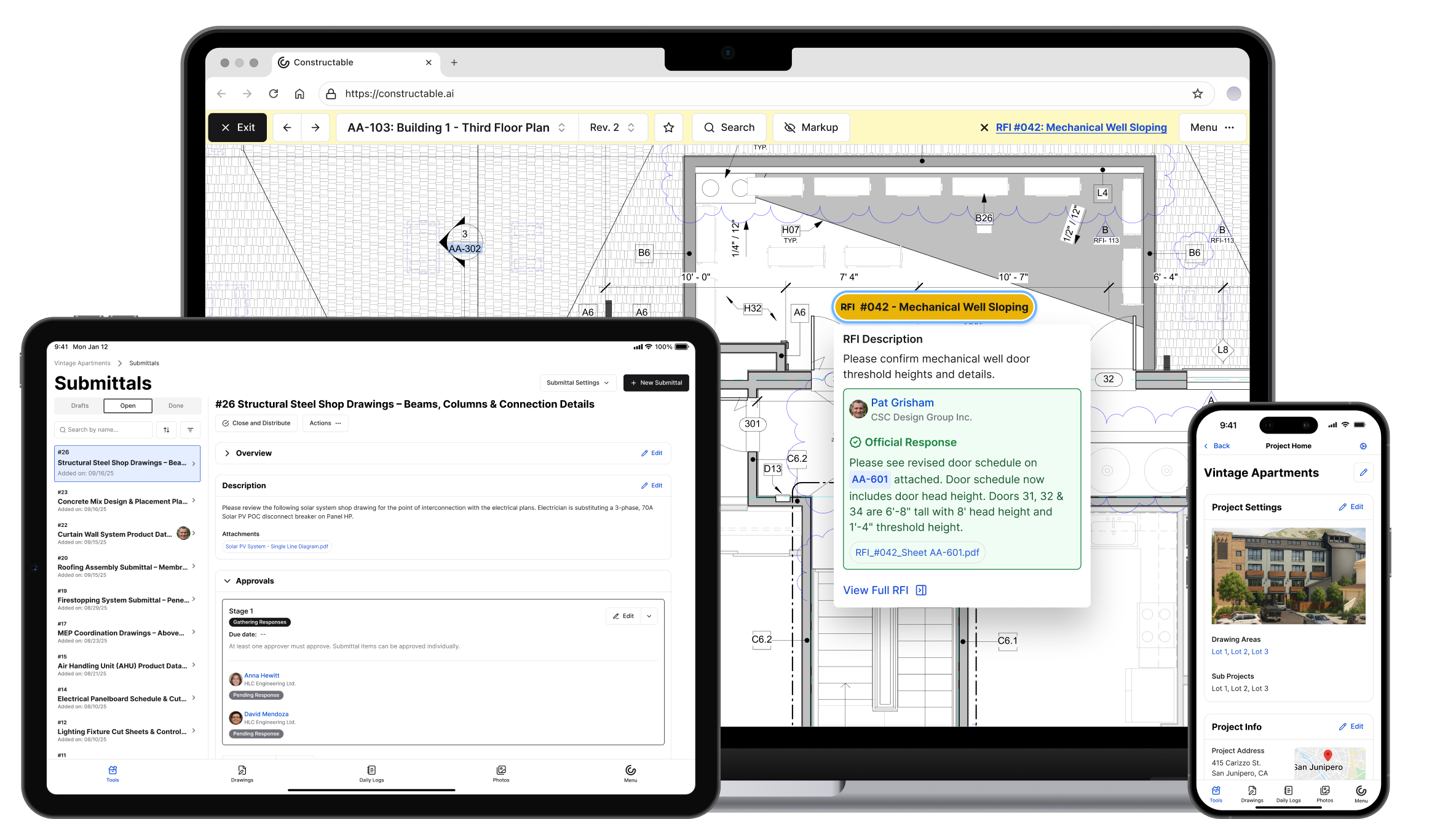 Constructable project management workspace
